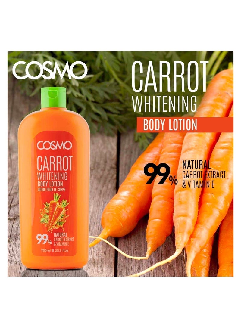 COSMO Carrot Whitening Body Lotion Natural Carrot  And Vitamin E 750 Ml - Image 3
